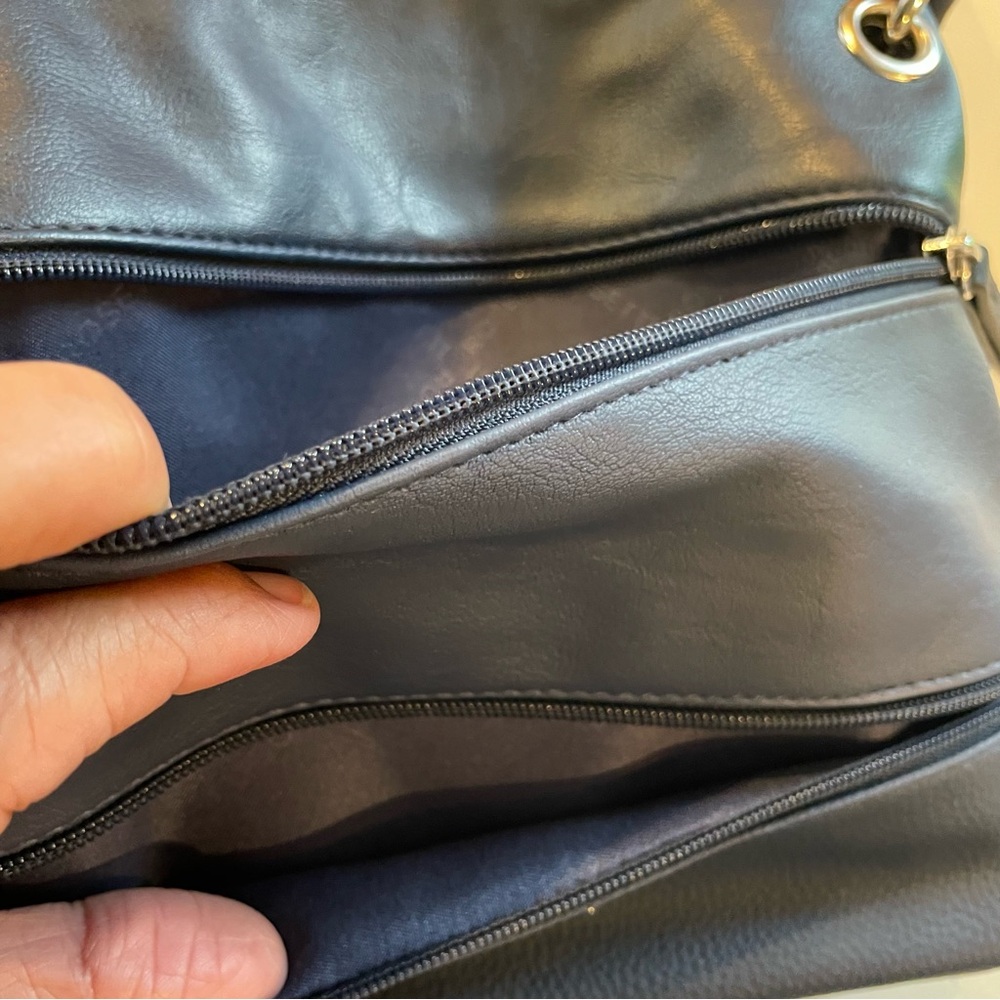 Rossetti Demi Crossbody Bag Navy Blue Faux Leather Triple Zip Adjustable Strap - Picture 7 of 12